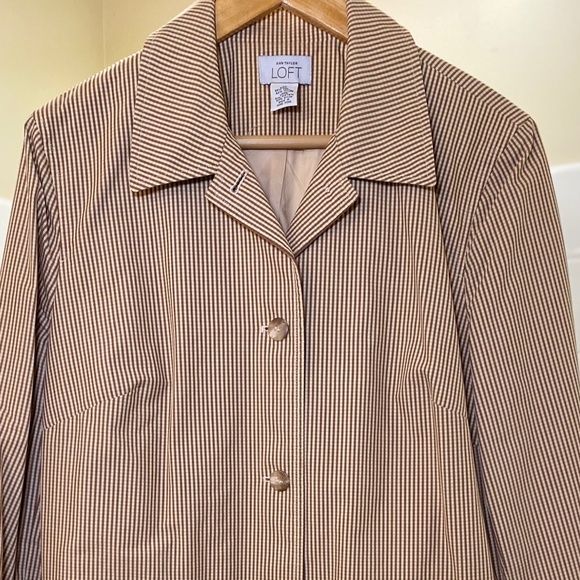 Loft Checked Brown and White Button Coat - Picture 1 of 7